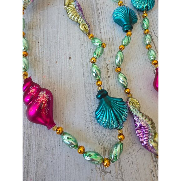 Vintage radko seafoam seahorse Garland shell green glitter Xmas tree - Picture 3 of 10